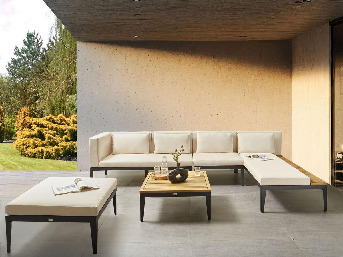 LOUNGE-SET 4-Sitzer Beige Bracciano - Hellbraun/Beige, Holz - Beliani
