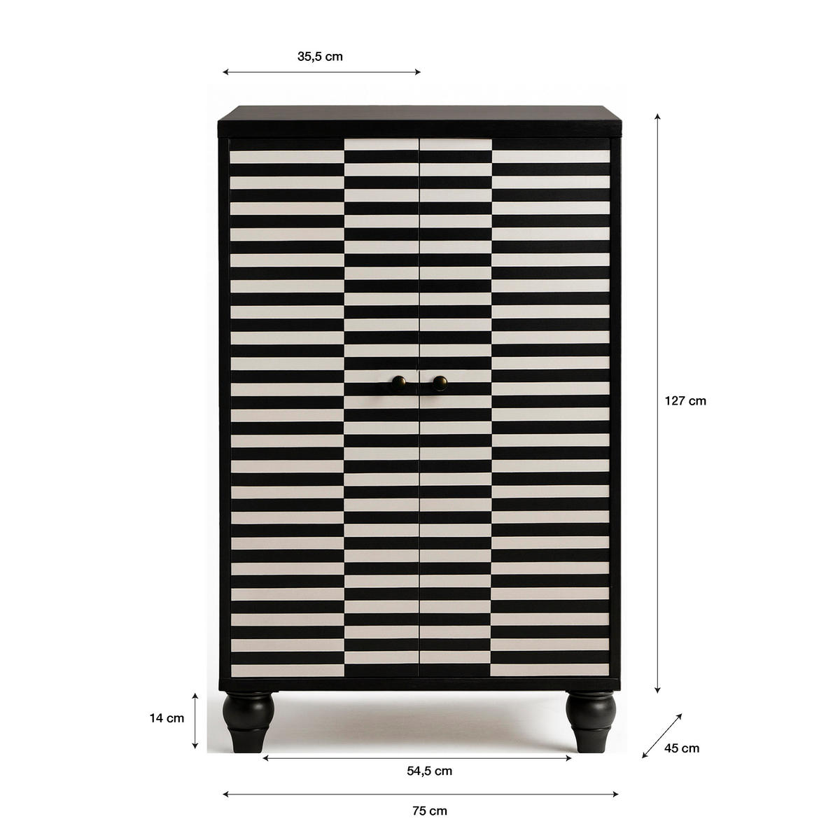 SCHRANK SIDEBOARD mit 2 Türen MARCUS - Schwarz, Holzwerkstoff (75/127/45cm) - RNT By Really Nice Things