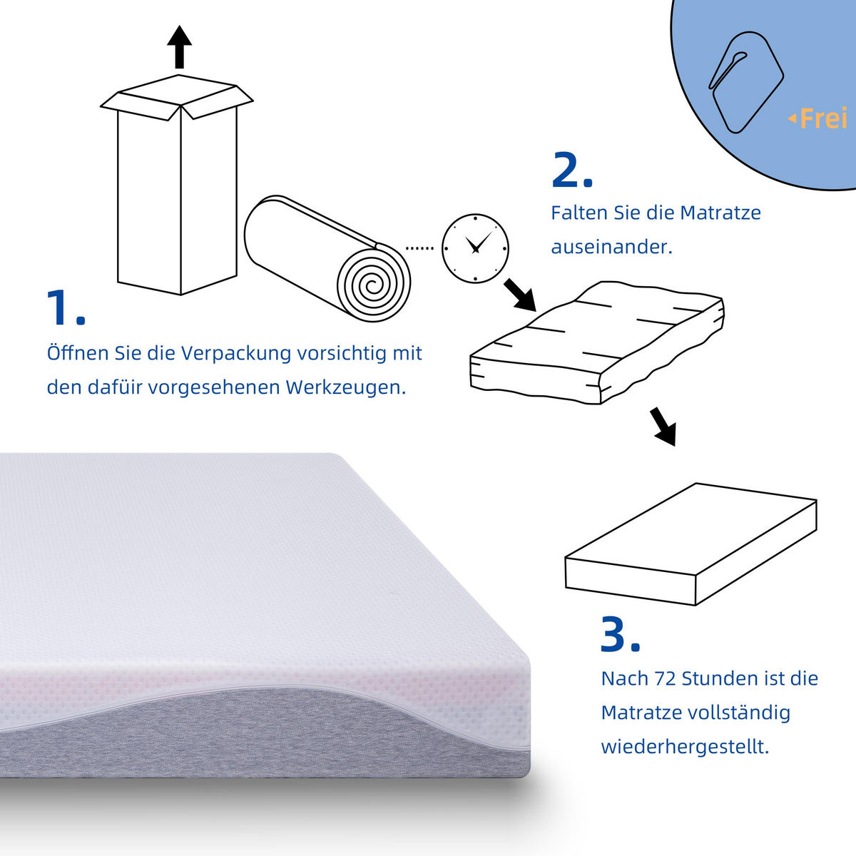 WENDEMATRATZE 180/200 cm H3/H4, 20 cm hoch, wendbar, mit abnehmbarem Bezug - Grau, Textil (180/200cm)