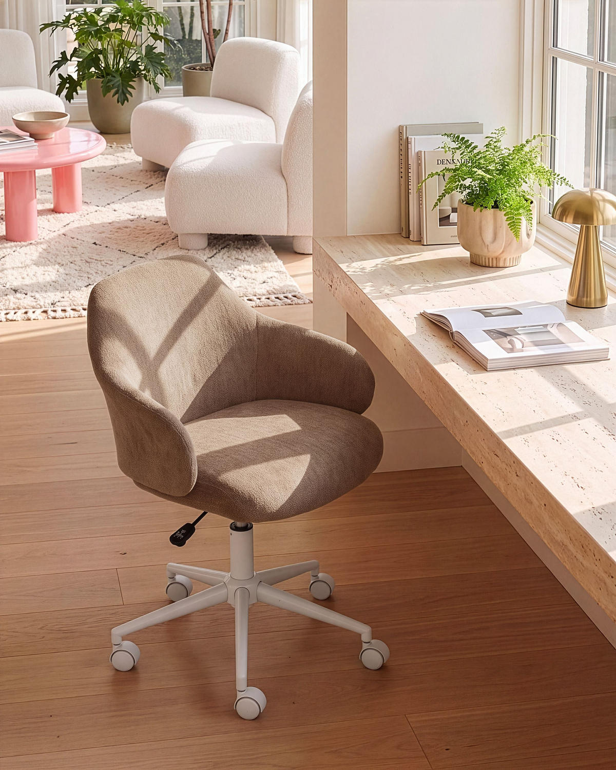 SCHREIBTISCHSTUHL Braun Rivlav - Braun, Textil/Metall (60/77/60cm) - Beliani