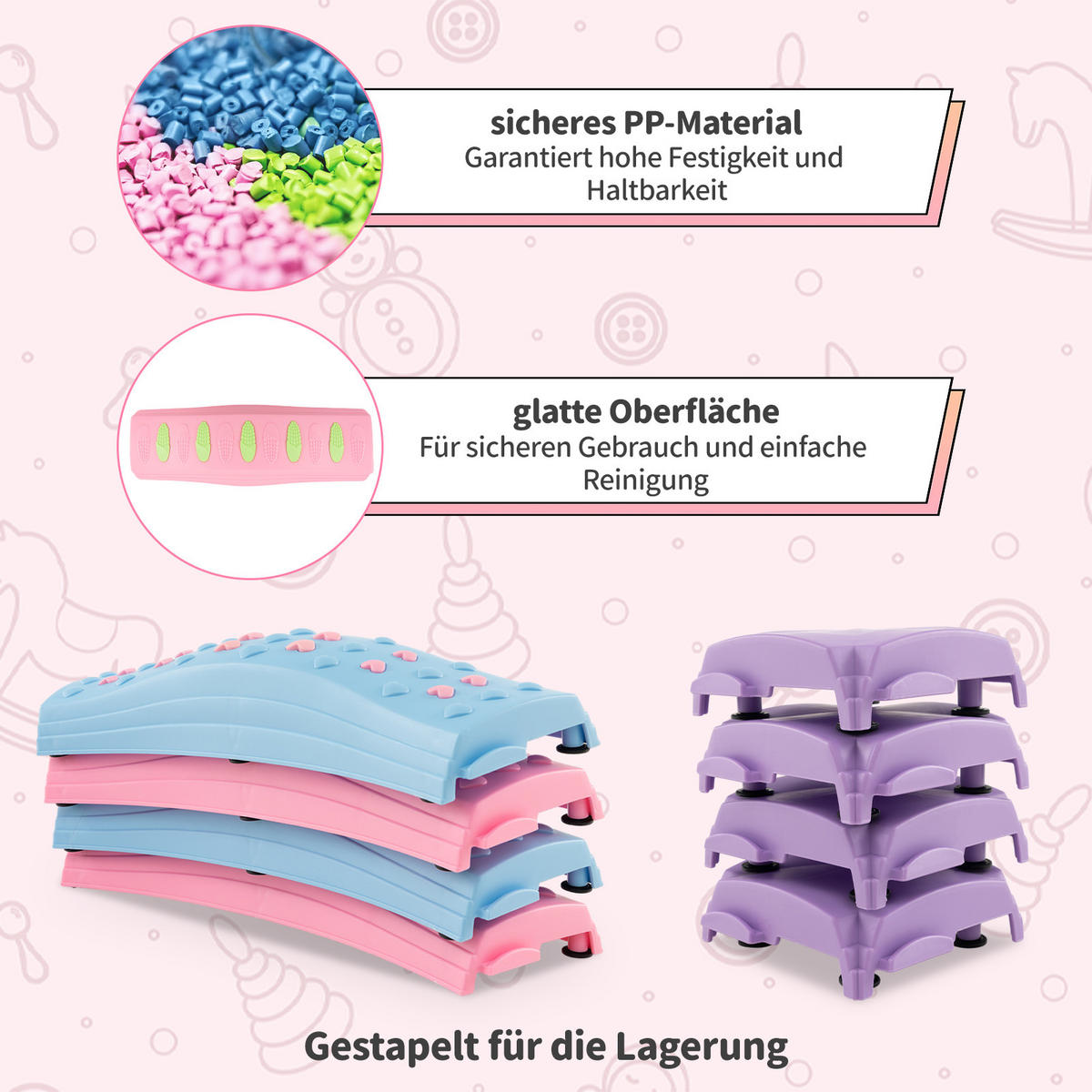 BALANCIERBALKEN Macaron-Rosa - Pink, Kunststoff (43/50cm) - COSTWAY
