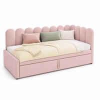 POLSTERBETT 90/200 mit Ausziehbett, L-Form und Samt in Rosa - Rosa, Holzwerkstoff/Textil (90/200cm) - EVRYAE