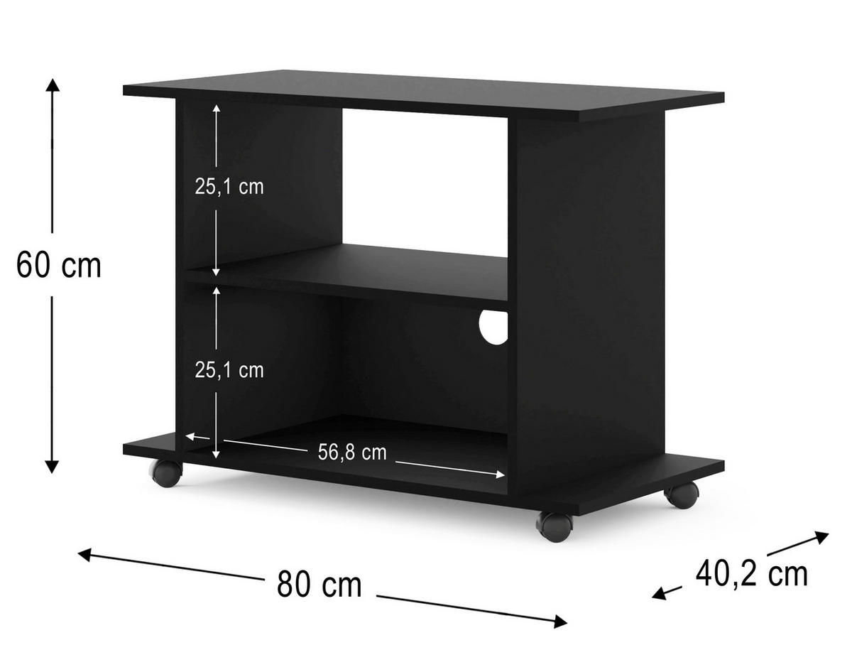 TV LOWBOARD Schwarz 80/60/40 - Schwarz, Holzwerkstoff (80/60/40cm) - RAUMHIRSCH FURNITURE