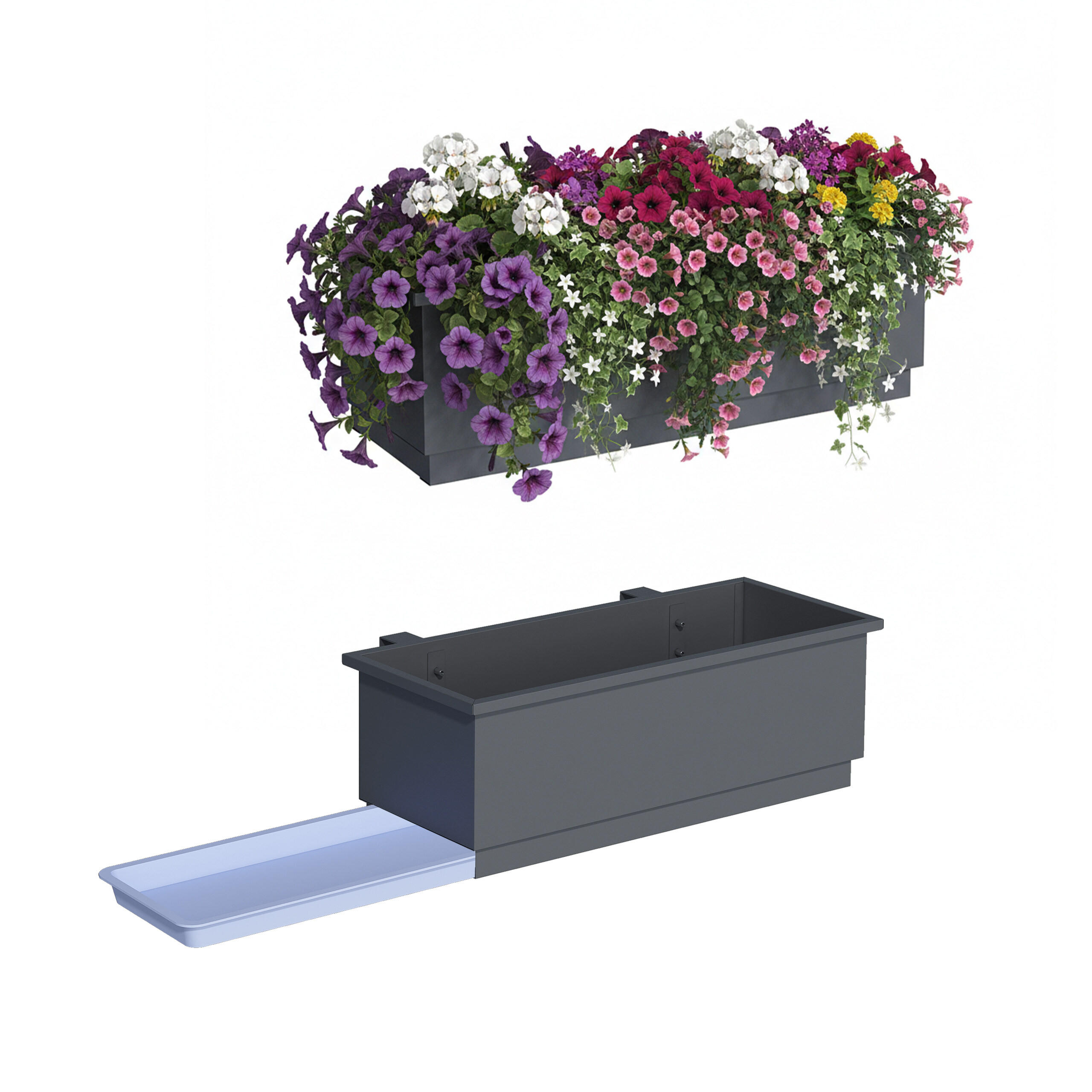 2XBALKONKASTEN - Anthrazit, Kunststoff/Metall (50/17/19cm) - Relaxdays