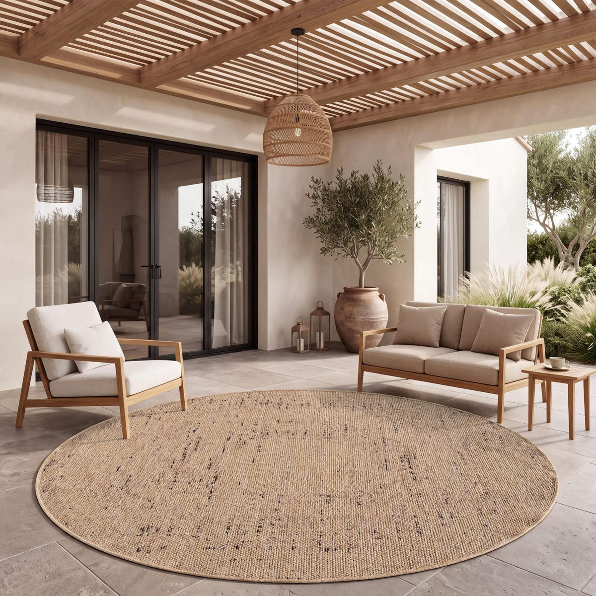 OUTDOORTEPPICH 120/120 cm Aachen 784 - Beige, Kunststoff (120/120cm) - Paco Home