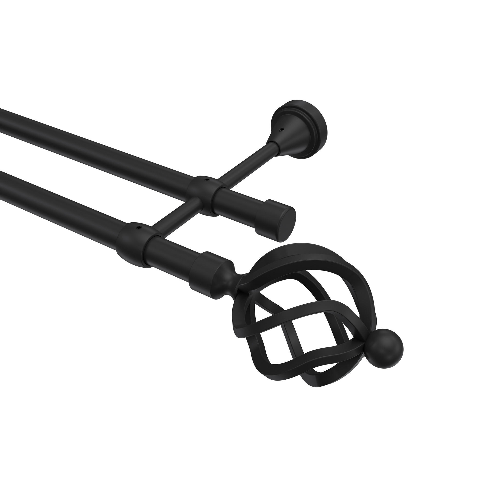 GARDINENSTANGE Primus Paolo 100 cm, 2-läufig (ohne Ringe), 16 mm Ø Schwarz - Schwarz, Metall (100cm) - INTERDECO