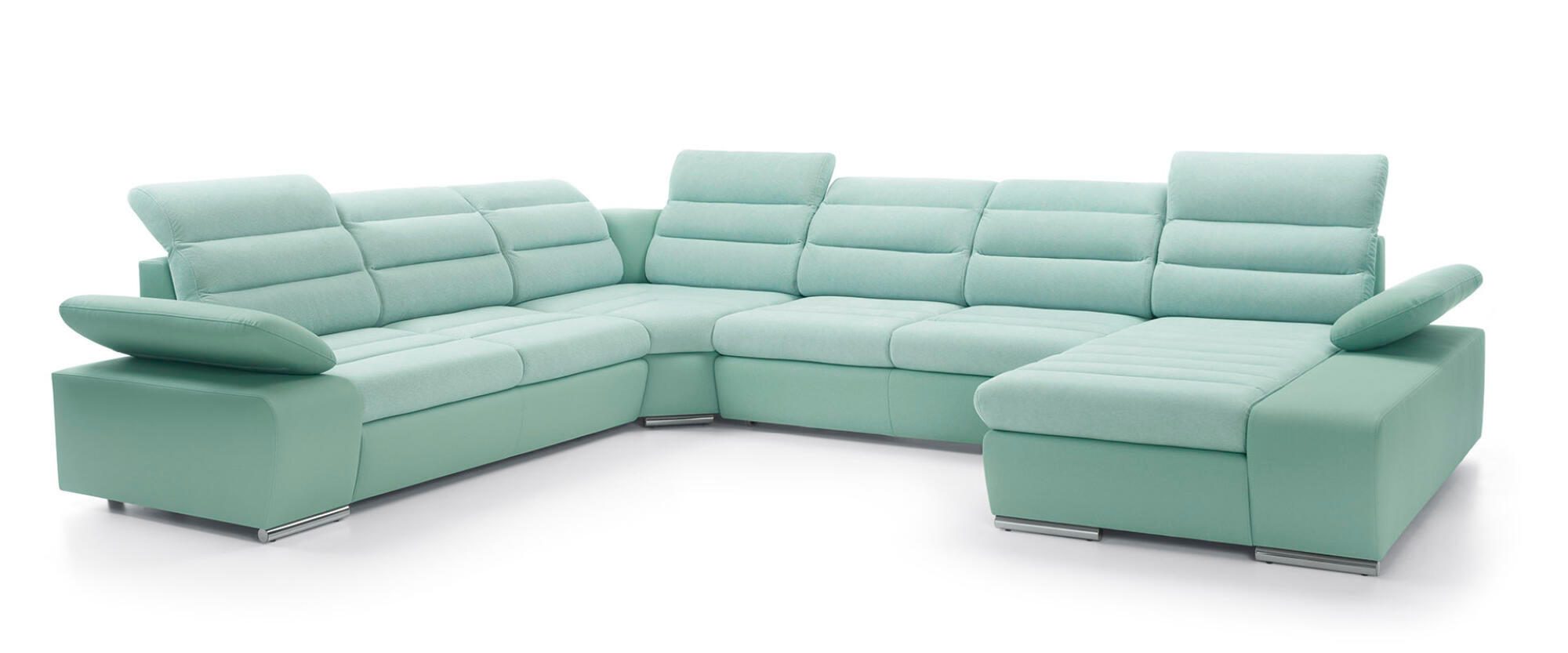 ECKSOFA KORFU Grün 365x296x100 cm - Grün, Textil (365/296cm) - FURNLUX