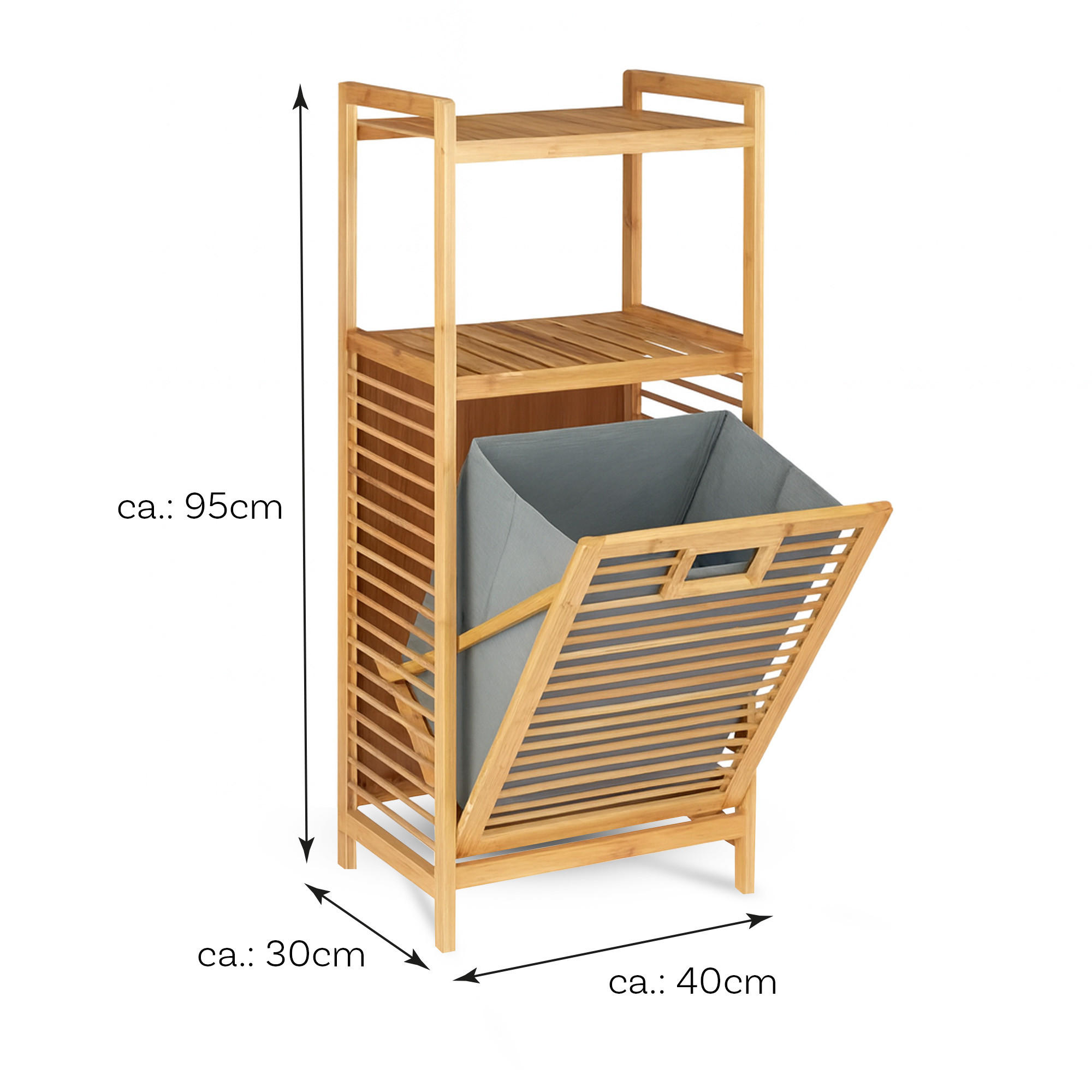 WÄSCHEKORB Bambus 40x30x95 cm - Braun, Naturmaterialien (40/95/30cm) - Bestlivings