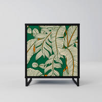 SIDEBOARD VERDANT PLEASURES, Schwarz, 57,5x42x67,5 cm, Schwarze Metall-Rahmenfüße - Multicolor/Schwarz, Holzwerkstoff/Metall (57.5/67.5/42cm) - SpaceRebels