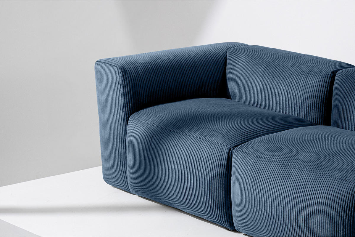 2-SITZER-MODULSOFA BUFFO mit extrem weicher und bequemer Sitzfläche, Kordstoff, marineblau - Blau/Grün, Textil (210/73/96cm) - KONSIMO®