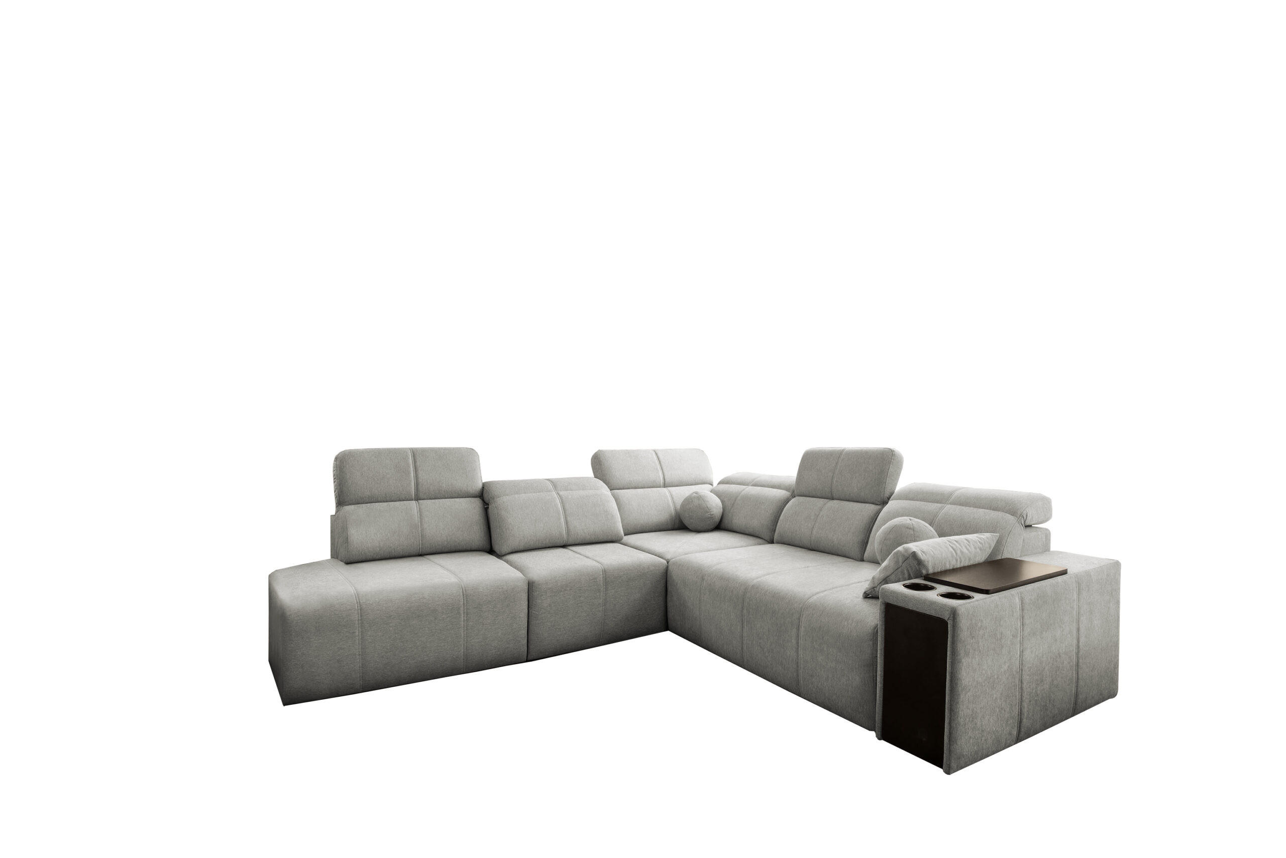 ECKSOFA Mindy IX Mit Schlaffunktion, Verstellbarer Rückenlehne Stoff Verita Hellgrau Links - Hellgrau, Holz (288/300cm) - Kaiser Möbel