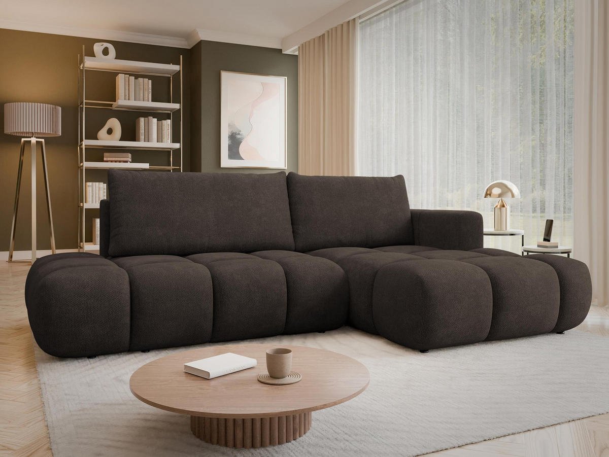 ECKSOFA Soffi, Seite: Rechts - Schwarz/Braun, Holz/Kunststoff (283/166cm) - MIRJAN24
