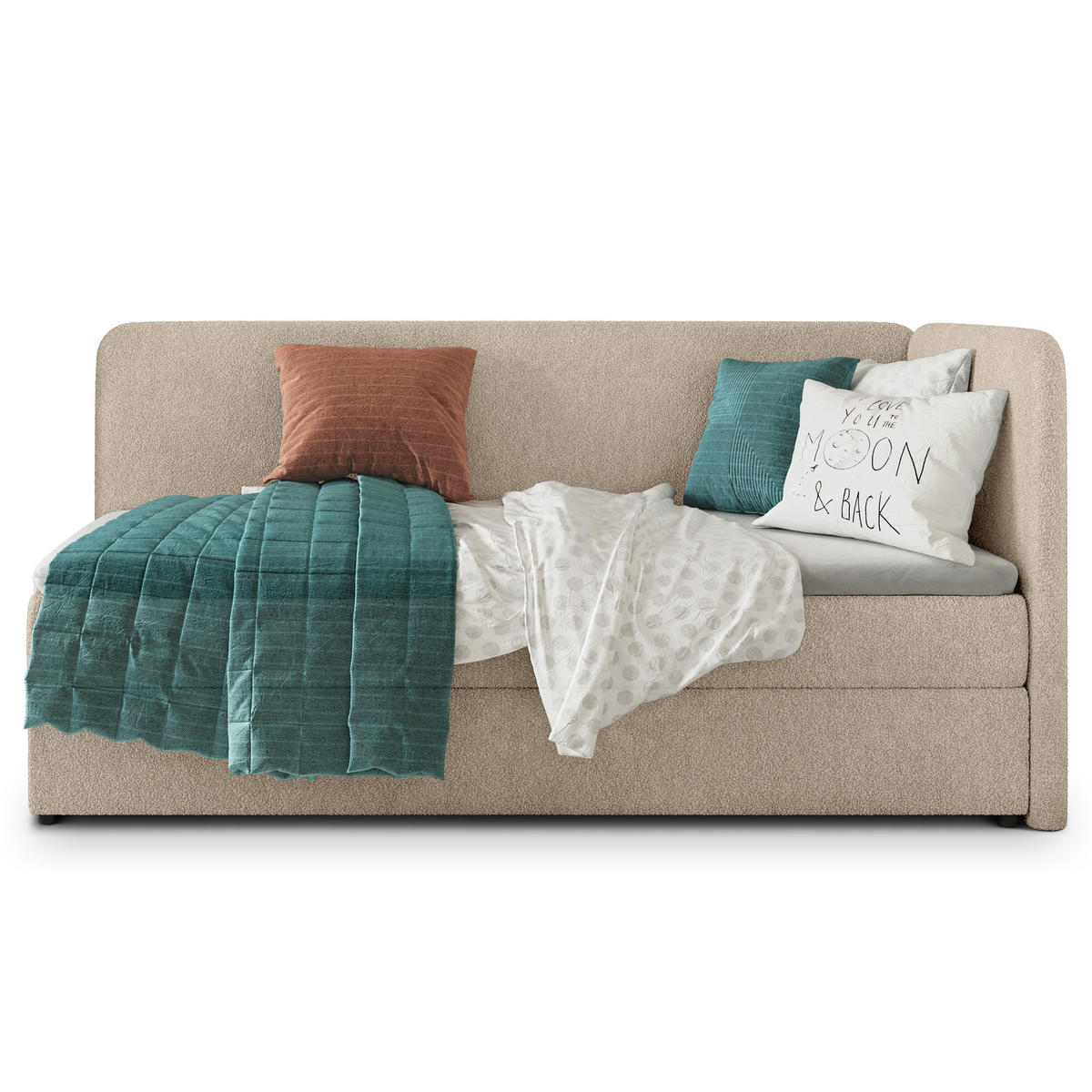 POSTEL BOXSPRING GINA 80x200 cm, s matrací a úložným prostorem, béžová - béžová, kompozitní dřevo/textil (80/200cm) - MASSENO