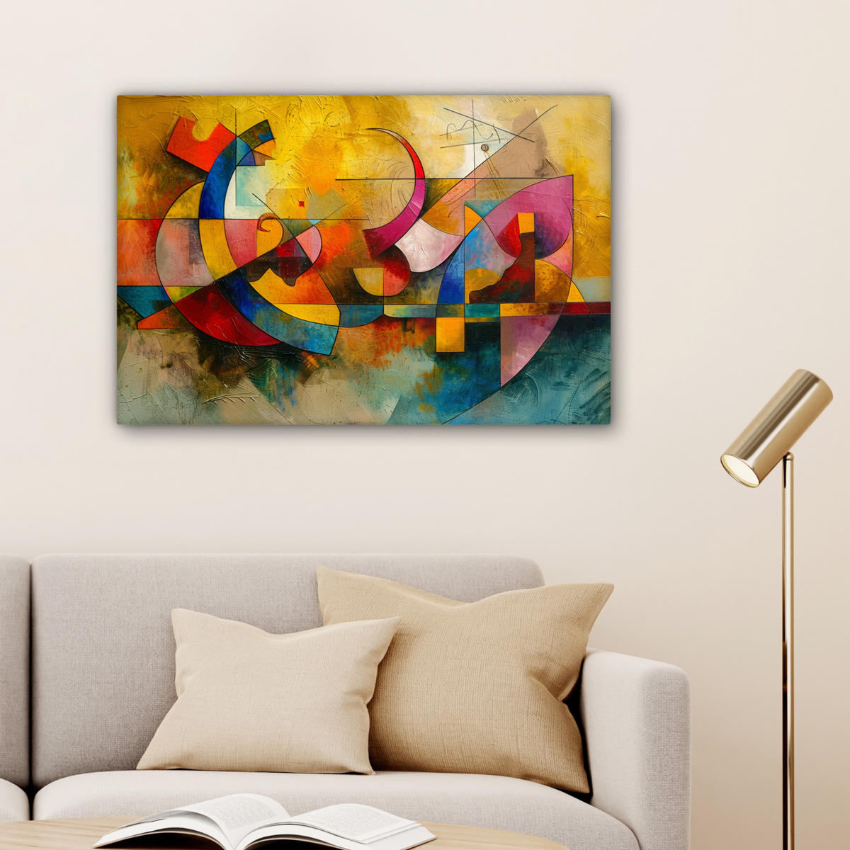 LEINWANDBILD Kunst - Abstrakt - Modern Gemälde 60x40 cm - Gelb, Textil (60/40cm) - MuchoWow