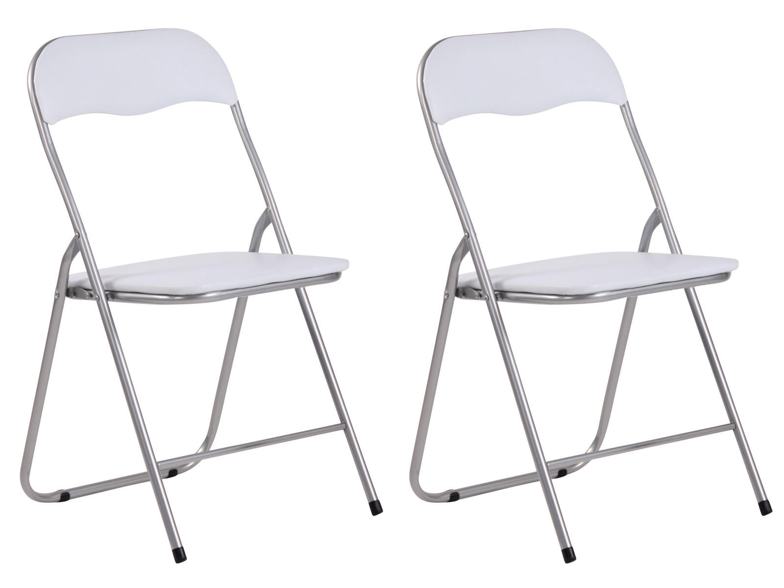 KLAPPSTUHL 2er Set Kunststoff weiß/silber - Silberfarben/Weiß, Kunststoff/Textil (45/78/45cm) - CLP