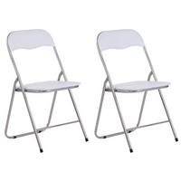 KLAPPSTUHL 2er Set Kunststoff weiß/silber - Silberfarben/Weiß, Kunststoff/Textil (45/78/45cm) - CLP