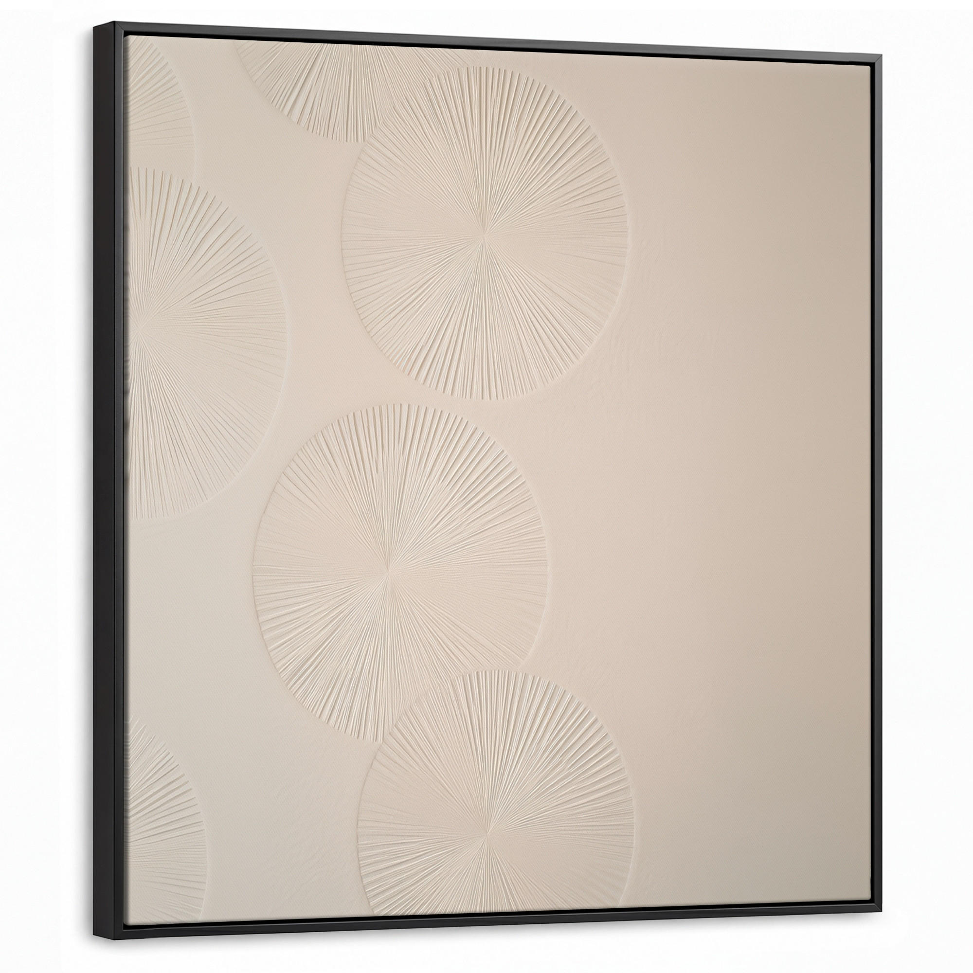 LEINWAND Bilder mit Rahmen - Japandi - Beige - Modern - 90x90 - Ecru, Textil (90/90cm) - MuchoWow