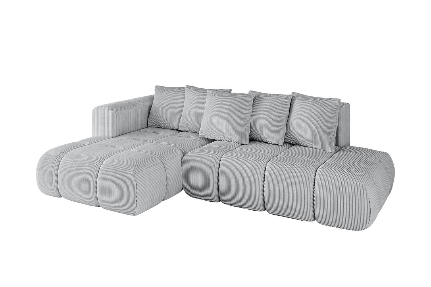 ECKSOFA Ottomane Links CLOUD-L-v1 280x185x90 Grau Cord - Grau, Holzwerkstoff/Kunststoff (180/289cm) - ALTDECOR