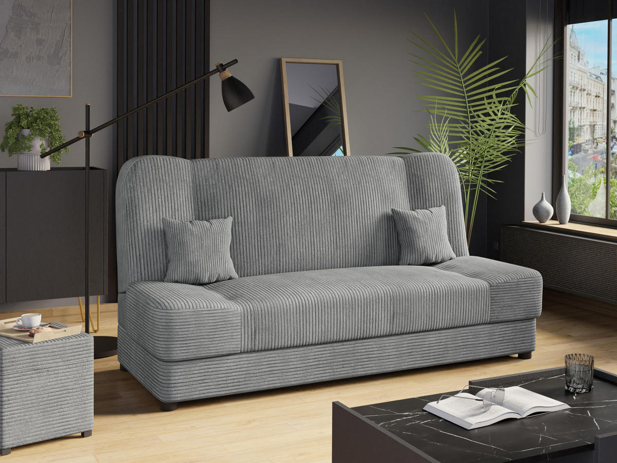 SCHLAFSOFA Jonas Cord - Grau, Holz/Textil (195/86/87cm) - MIRJAN24