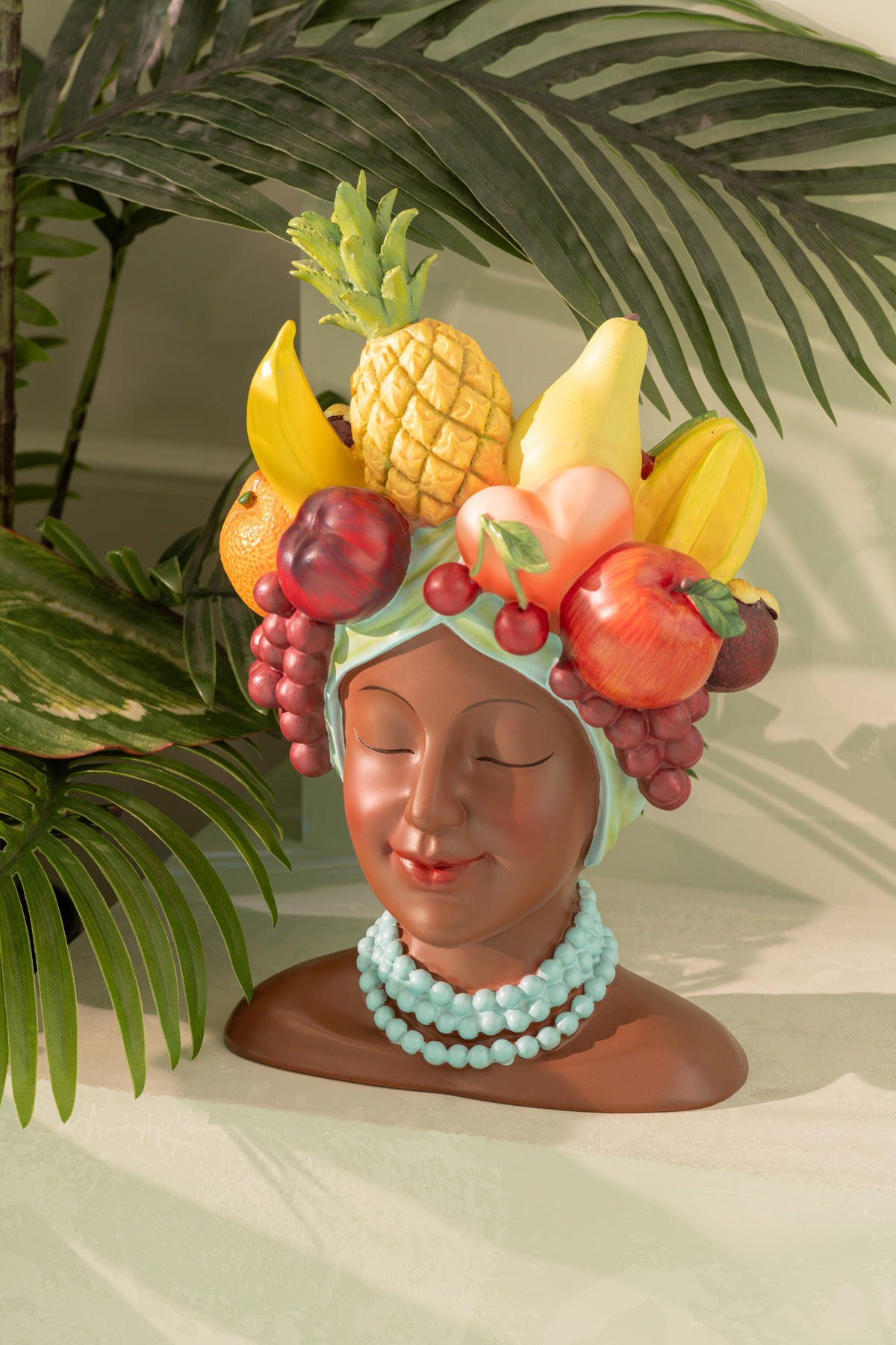 BLUMENTOPF FRAU Multi - Multicolor, Glas/Naturmaterialien (21/36.5cm) - J-Line