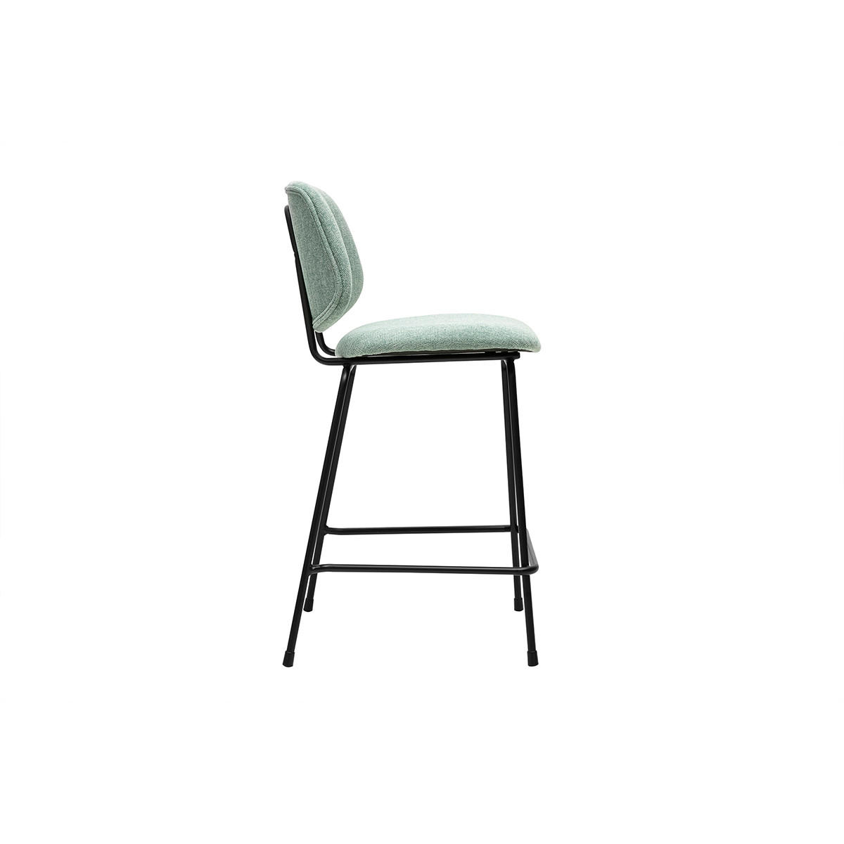 BARHOCKER aus Samt-Effekt-Textil in Celadon-Grün und Metall H66.5 cm BARNET (2er-Set) - Salbeigrün, Textil (52/94.5/46cm) - Miliboo