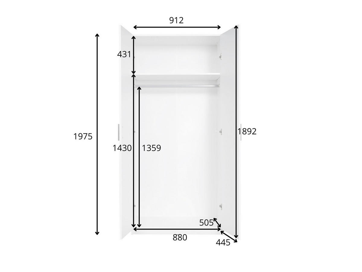 DREHTÜRENSCHRANK LUGERN 91,2/197,6/53,6cm 2-türig Eiche Wellington - Eichefarben, Holzwerkstoff (91.2/197.6/53.6cm) - MASSENO