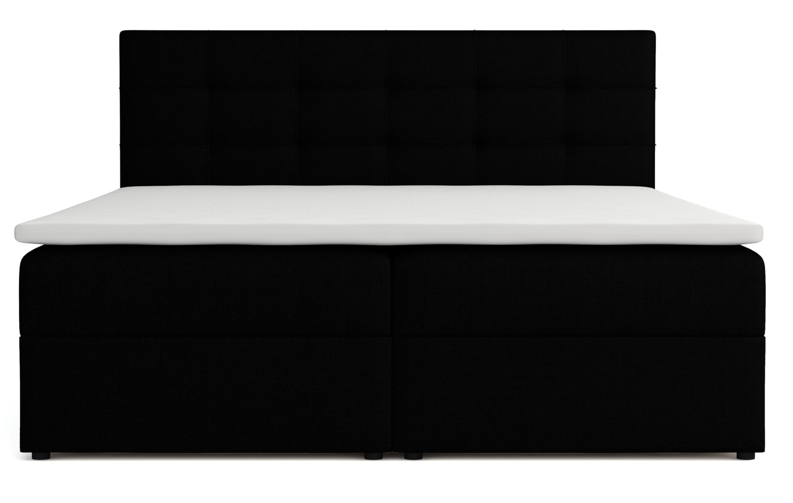 BOXBETT JESSA mit Bettkästen H2/H3 Matratze 140x200cm - Schwarz, Holzwerkstoff (140/200cm) - VENASI MÖBEL
