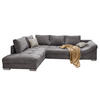 ECKSOFA mit Schlaffunktion, Wellenunterfederung, Ottomane links B298/T202/H84 cm, Liegefl. 154x227 cm, Cord Grau / 17202 - Beige/Silberfarben, Holz/Textil (298/202cm) - luma-home