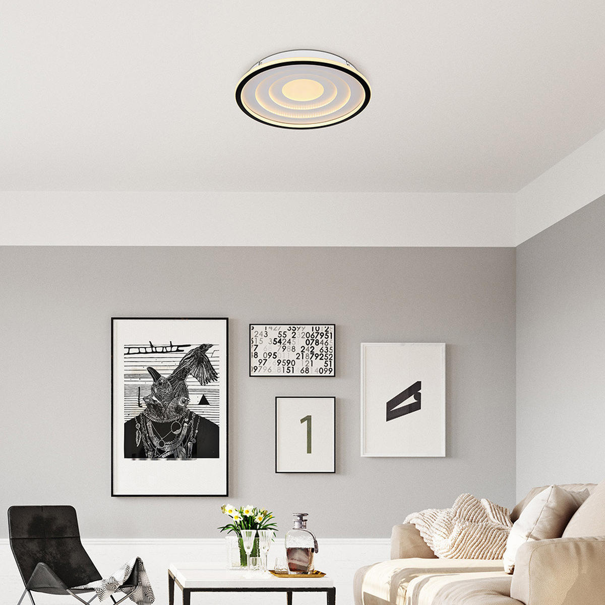 LED DECKENLEUCHTE Metall Weiß D 40 cm - Weiß, Metall (40/40/5.7cm) - Globo Lighting