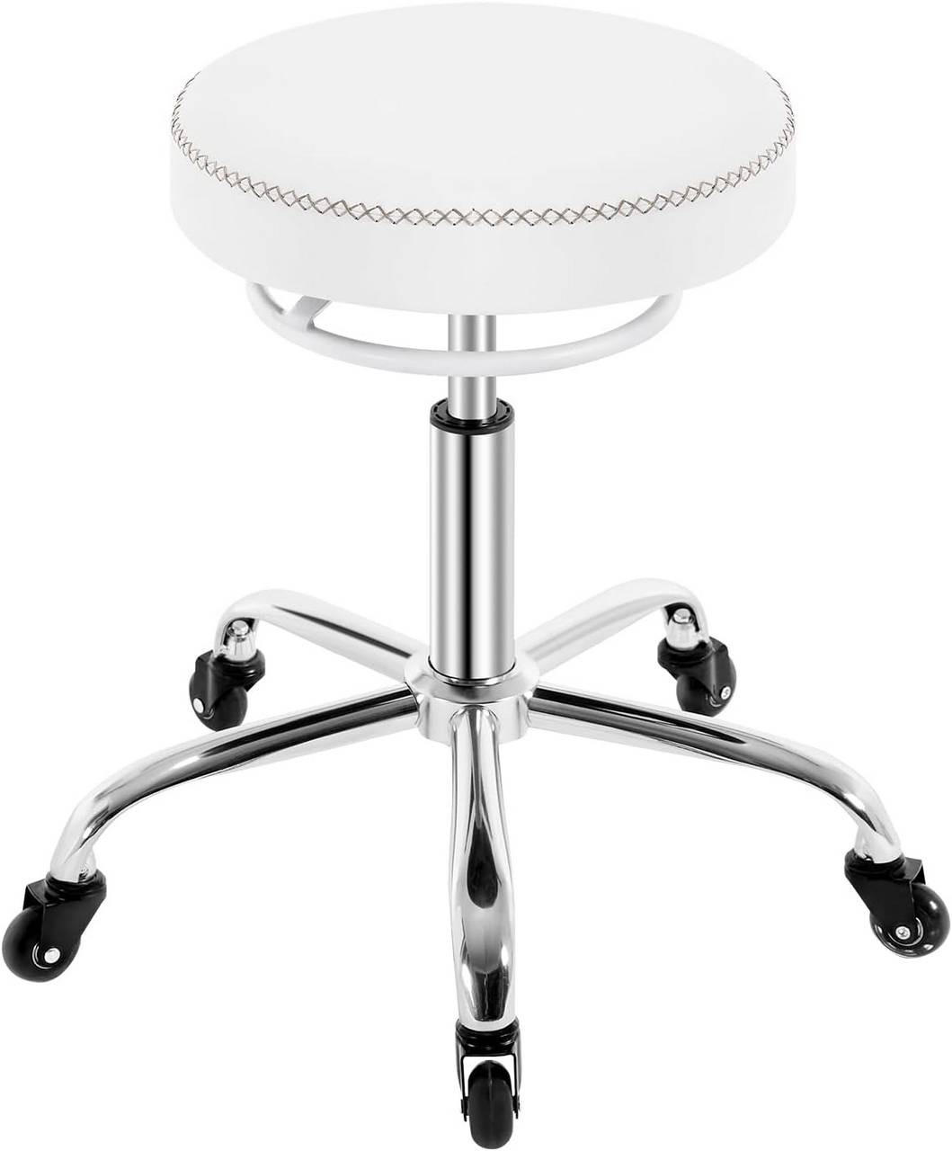 BÜROHOCKER 360° drehbar, rund, Kunstleder, Weiß - Weiß, Kunststoff/Textil (49/46/49cm) - Woltu