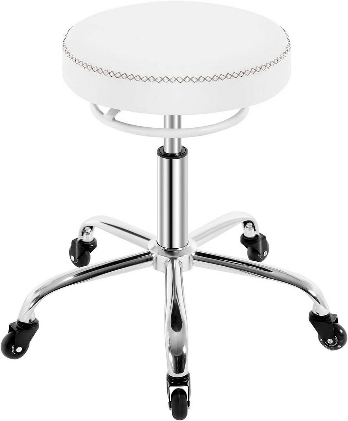 BÜROHOCKER 360° drehbar, rund, Kunstleder, Weiß - Weiß, Kunststoff/Textil (49/46/49cm) - Woltu