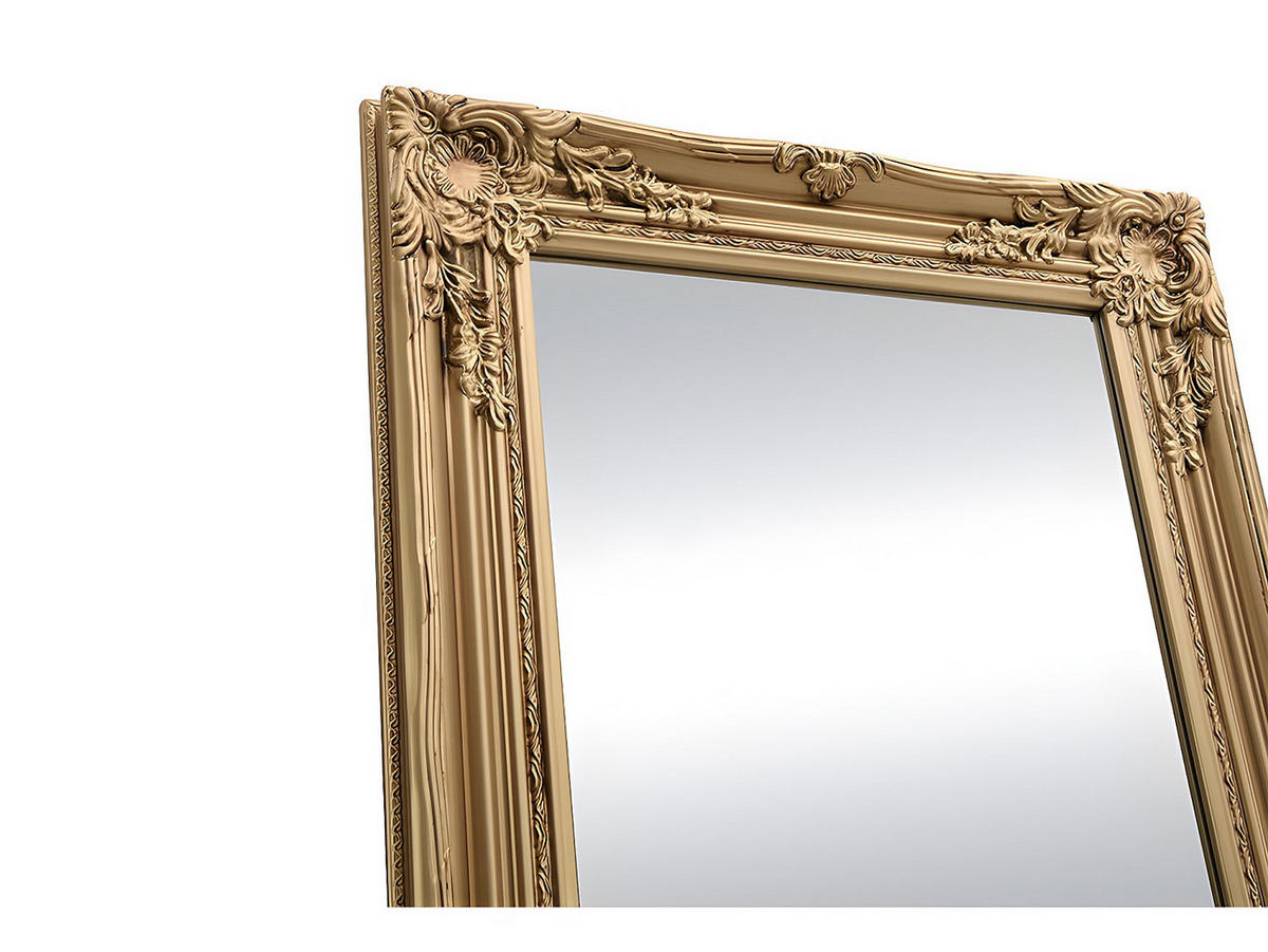 STANDSPIEGEL mit Füßen - 50cm x 1cm - Eukalyptus - goldfarben - HONORE - Goldfarben, Holz (50/170/1cm) - Vente-Unique