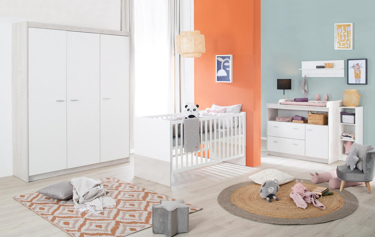 BABYZIMMER-SET Julia, 3-teilig - Weiß, Holzwerkstoff (78/80/142cm) - Roba