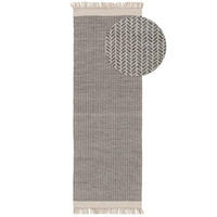 WOLLTEPPICH-LÄUFER Kim Grau 70x200 cm - Grau, Textil (70/200cm) - benuta Pure