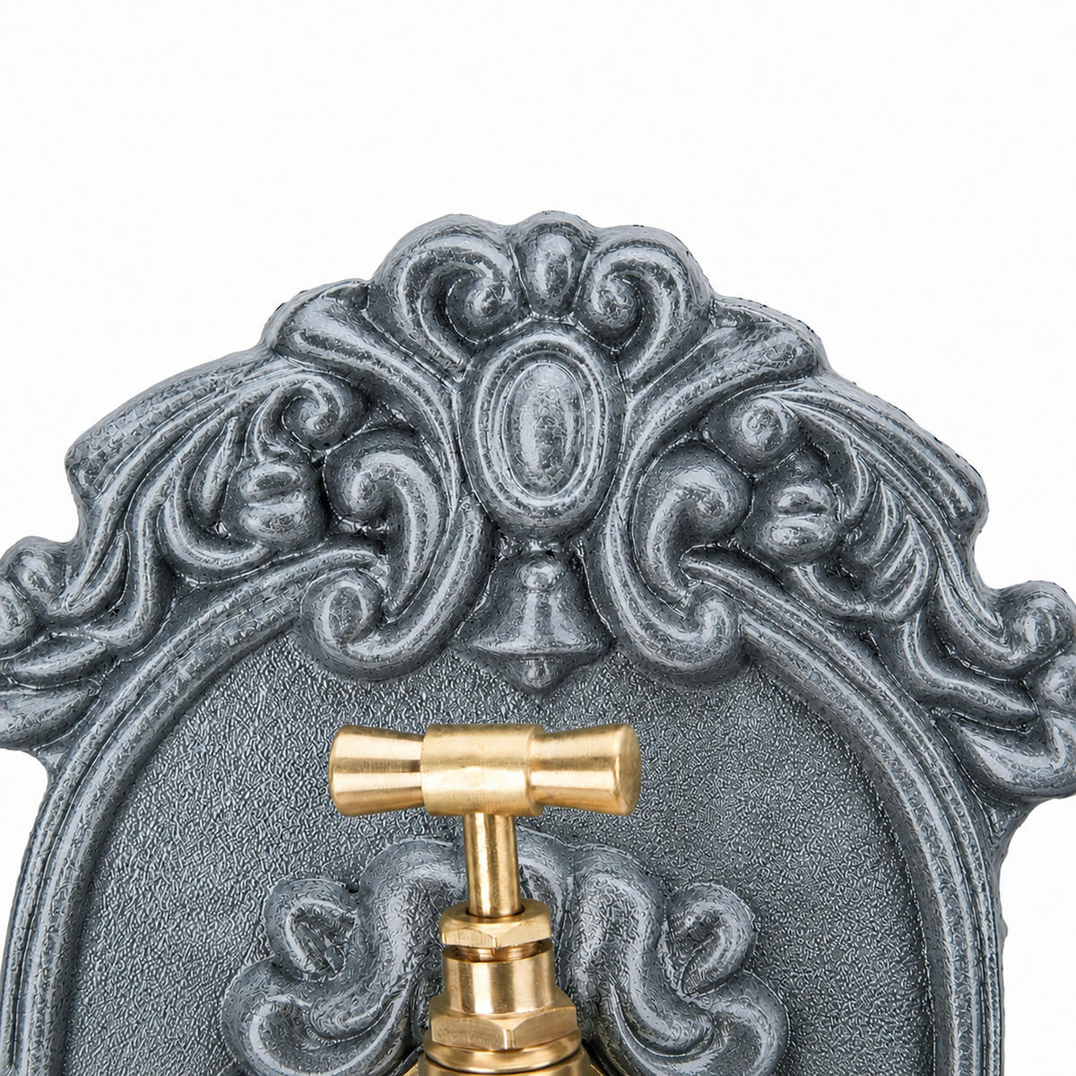 WANDBRUNNEN Grau Antik Aluminiumguss 40 cm - Grau, Metall (13/24.5/40cm) - Relaxdays