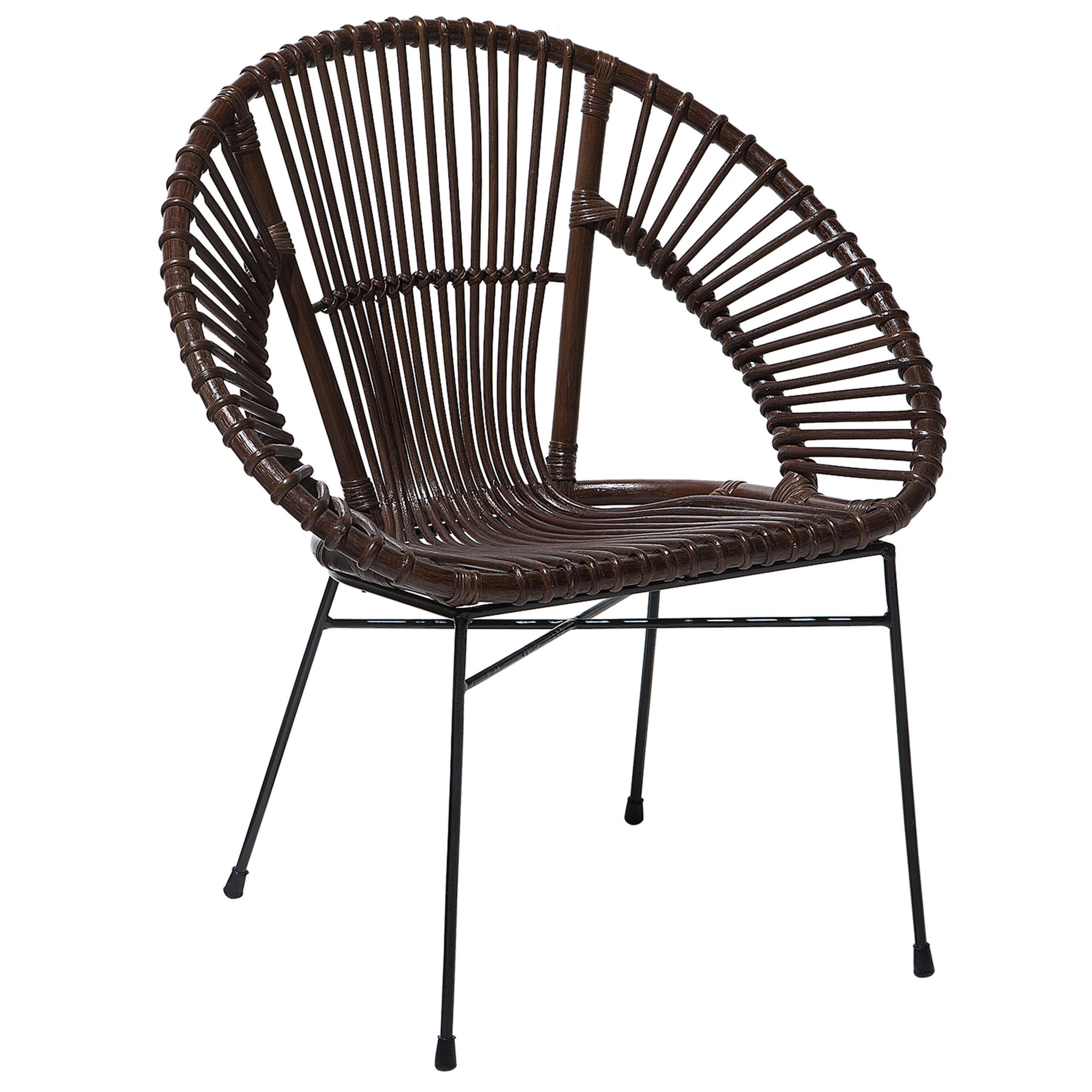 RATTAN SZÉK Rattan Barna Sarita - barna, természetes anyagok/fém (70/80/48cm) - Beliani