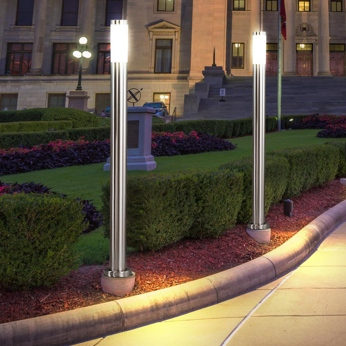 LED WEGELEUCHTE Edelstahl Silber BOSTON 3er Set - Silberfarben, Metall (13/13/110cm) - Globo Lighting