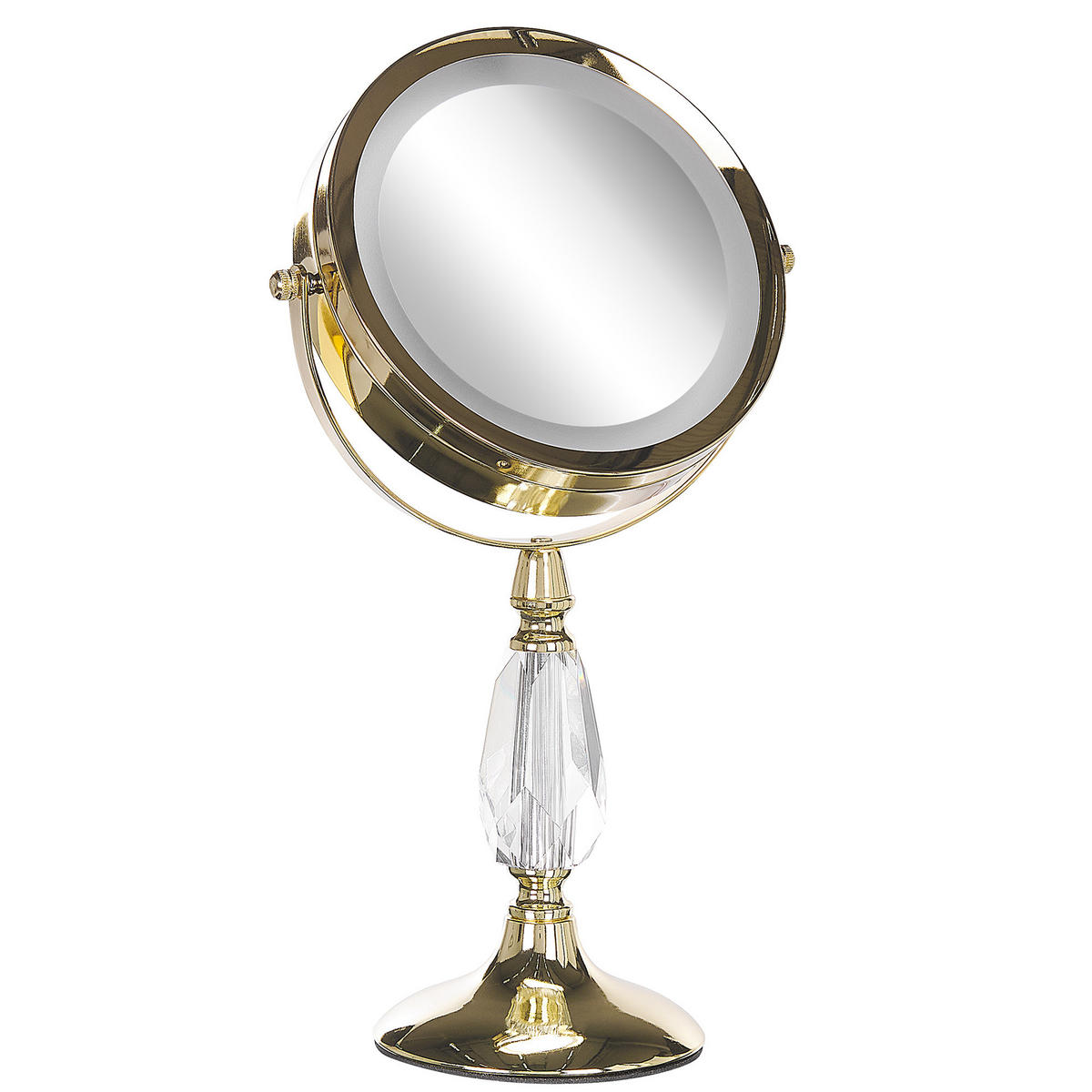 KOSMETIKSPIEGEL gold mit LED-Beleuchtung 18 cm Maury - Goldfarben, Metall (18/37/12cm) - Beliani