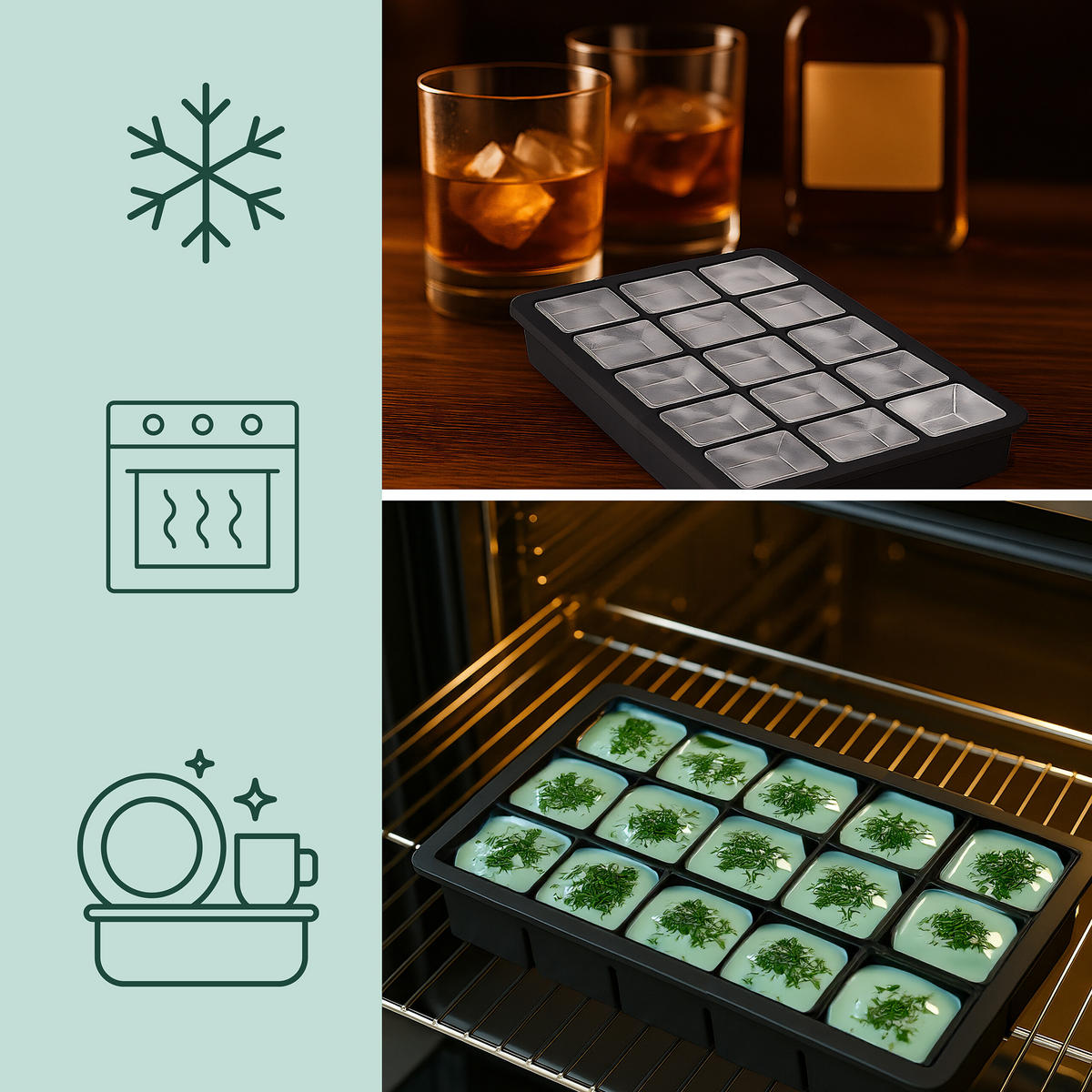 EISWÜRFELFORM - Schwarz, Kunststoff (19.5/3.7/12.5cm) - Relaxdays