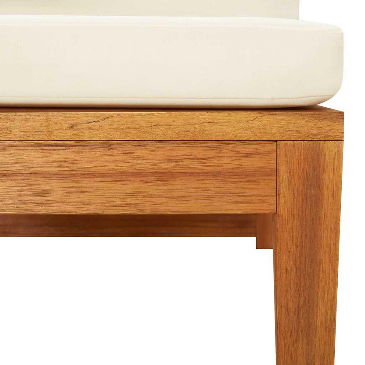 ECKSOFA mit Cremeweißen Kissen, 66/66/60 cm, aus massivem Akazienholz - Creme/Braun, Holz/Textil (66/60/66cm) - vidaXL