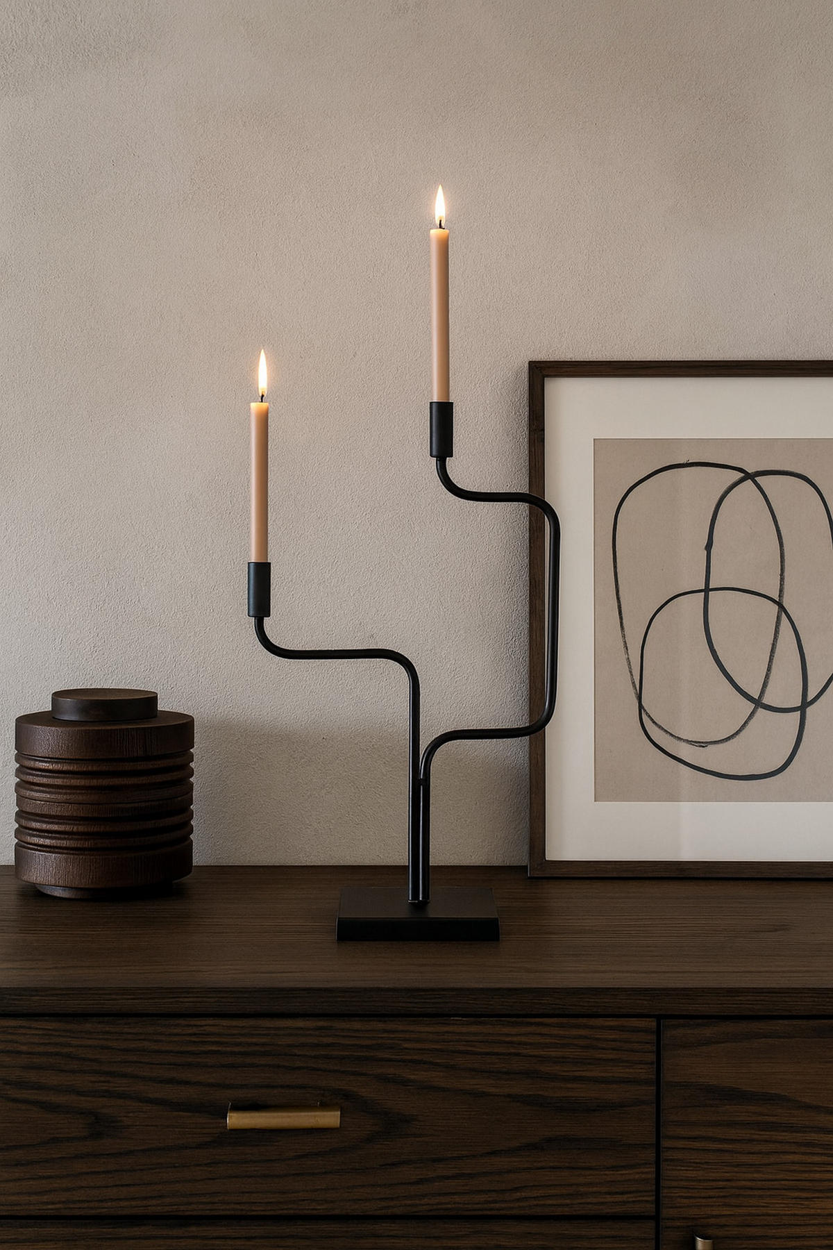 KERZENHALTER Swing - Schwarz, Metall (37/67/16cm) - LOFT42