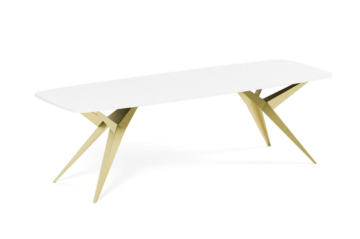 ESSTISCH AXIS - Goldfarben/Weiß, Holzwerkstoff/Metall (90/180/76cm) - Meblini