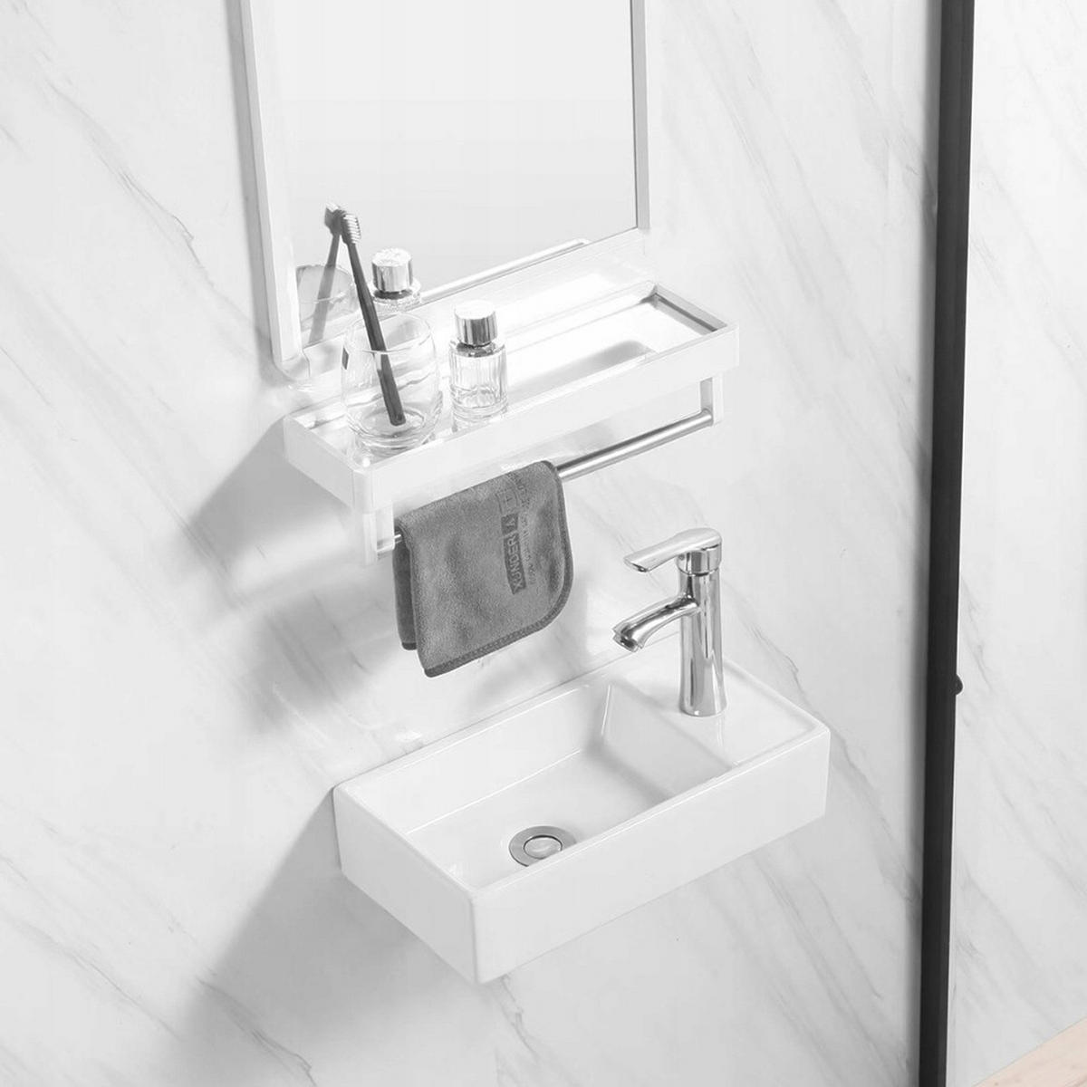 SOCKELWASCHTISCH, weiß, 40/22/10 cm - Weiß, Keramik (40/10/22cm) - Rebiko