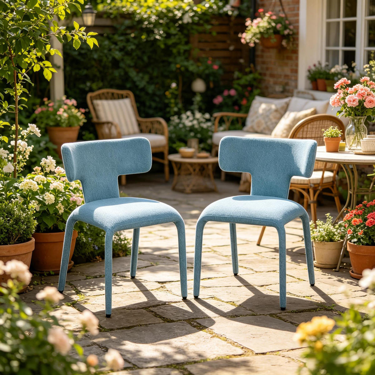 STUHL-SET DE-36171 2 Stück mit Leinenbezug Blau - Blau, Metall (53/78/53cm) - ComfortXL