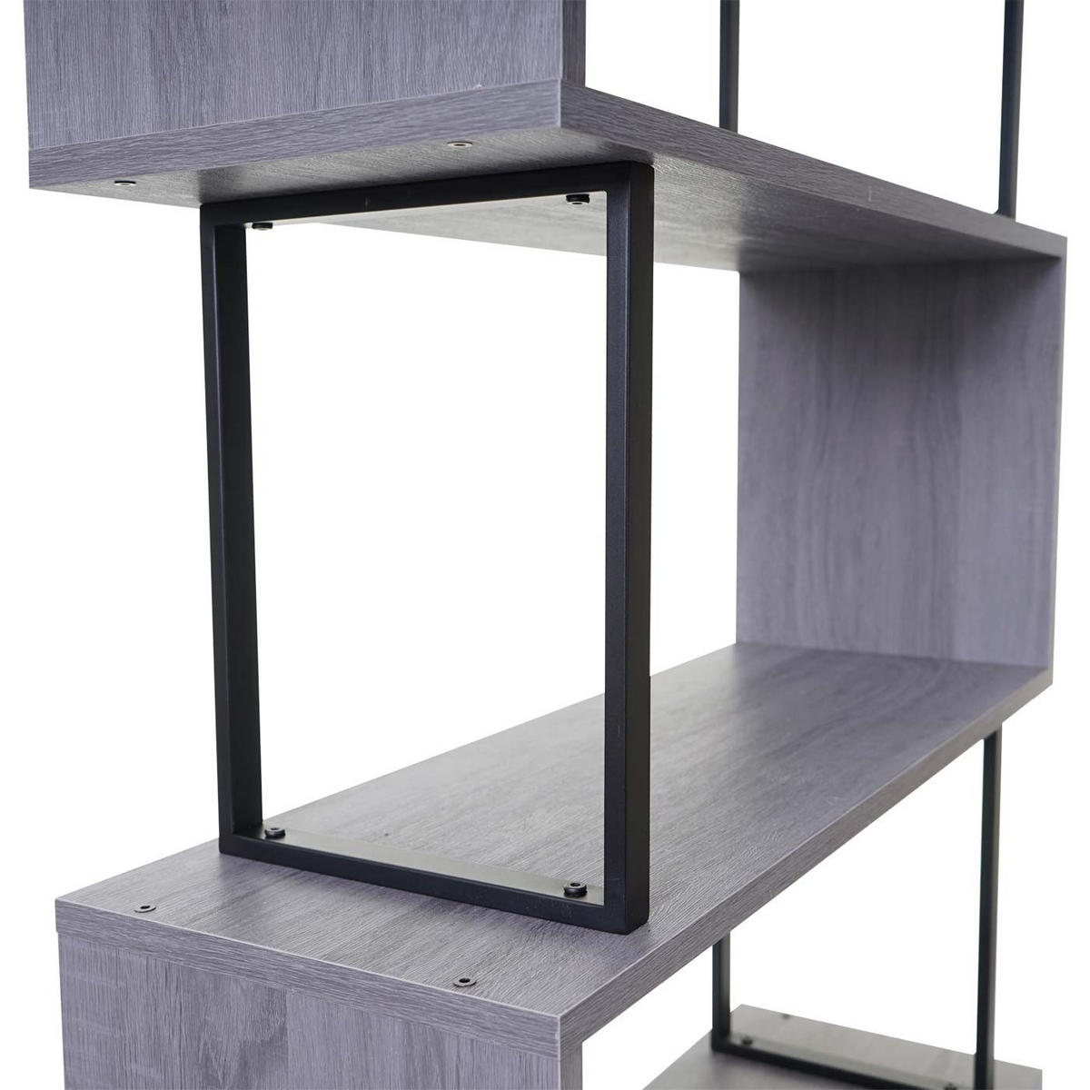 BÜCHERREGAL 183x80x30cm 3D-Struktur 5 Ebenen Grau Metall Schwarz - Grau, Holzwerkstoff (80/183/30cm) - BERLINLODGE
