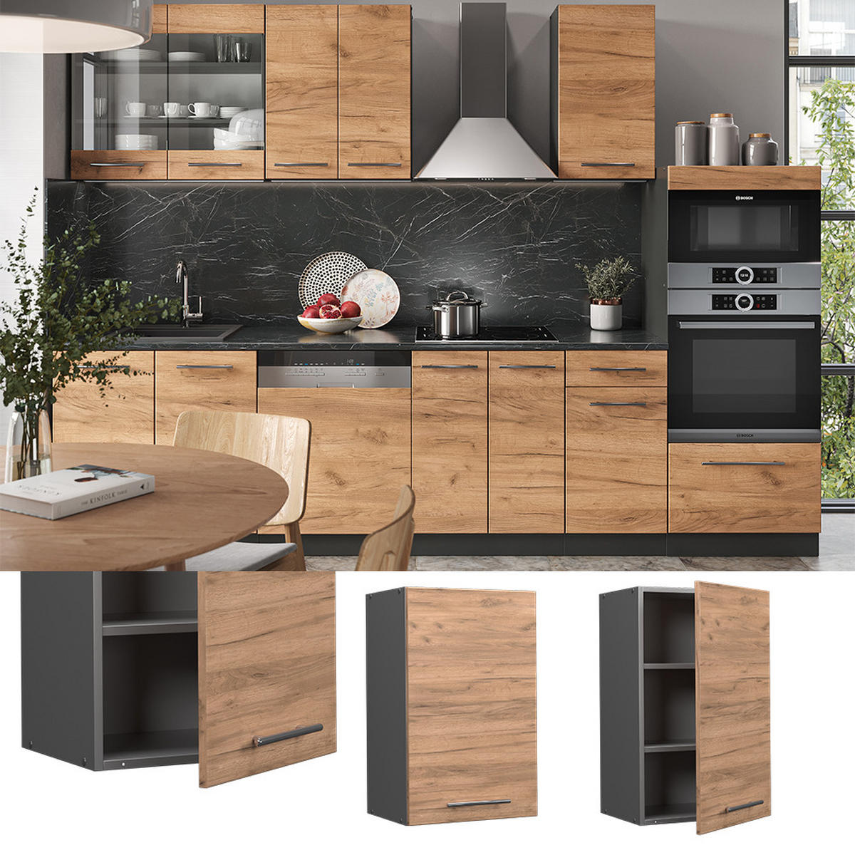 HÄNGESCHRANK Fame-Line Goldkraft Eiche 45 cm - Honigeiche/Anthrazit, Holzwerkstoff (45/72/34.1cm) - Vicco