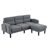 ECKSOFA 204/136/80 cm aus Stoff mit Chaiselongue und seitlichen Aufbewahrungstaschen Grau - Grau, Textil (136/204cm) - Modenvie