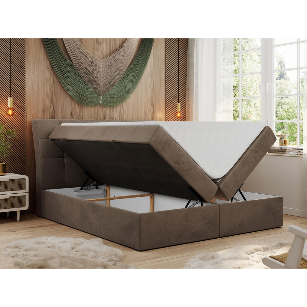 Thumbnail - MKS Boxbett, Braun, Textil, 2-Sitzer, H4, Rechteckig, 200x200 cm, Schlafzimmer, Betten, Boxspringbetten