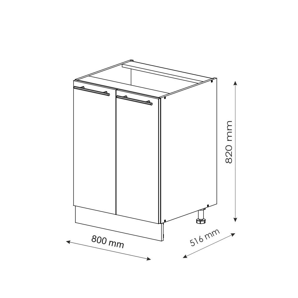 SPÜLENUNTERSCHRANK Fame-Line Weiß Hochglanz 80 cm mit Regal AP Anthrazit - Weiß Hochglanz/Eiche Wotan, Holzwerkstoff (80/82/60cm) - Vicco