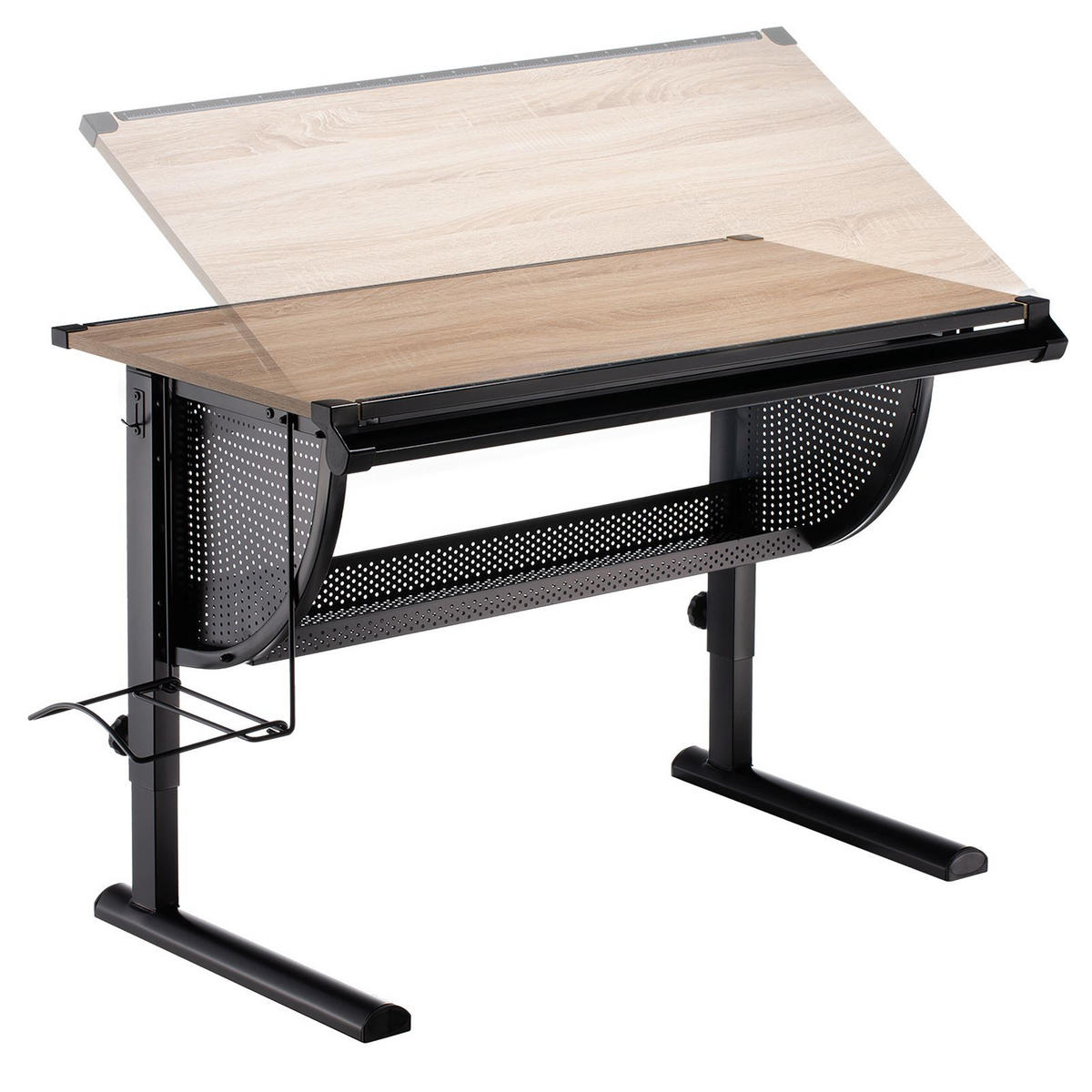 KINDERSCHREIBTISCH SARI - Schwarz/Sonoma Eiche, Holzwerkstoff/Metall (111/93/60cm) - CARO-Möbel